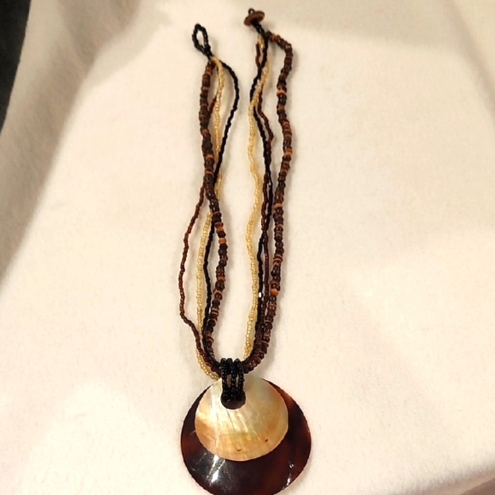 Brown and Cream Jewlery Handcrafted Crystal Necklace